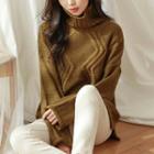 Turtle-neck Zigzag Detail Sweater