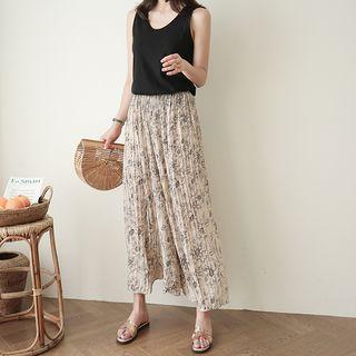 Accordion-pleat Floral Culottes