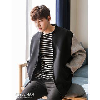 Color-block Neoprene Zip Jacket
