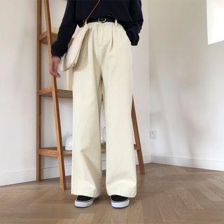 Double-button Wide-leg Jeans