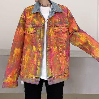 Print Oversized Denim Jacket