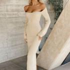 Off-shoulder Long-sleeve Maxi Bodycon Dress