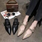 Studded Pointy-toe Slingback Flat Mules