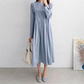 Pintuck Long Flare Dress