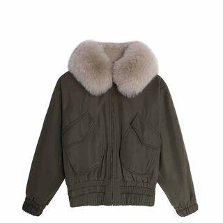 Faux-fur Collar Zip Jacket