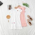 Set: Embroidered Cap-sleeve Cropped Top + Tank Dress