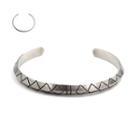 Couple Matching Embossed Open Bangle Silver - One Size