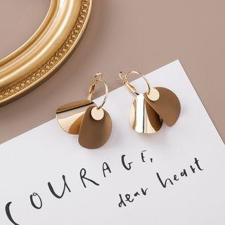 Alloy Curved Disc Fringed Earring 1 Pair - As Shown In Figure - One Size