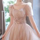 Short-sleeve Embellished A-line Ball Gown (various Designs)