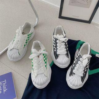 Platform Checker Print Sneakers