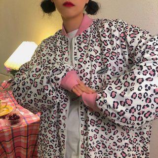 Reversible Leopard Print Baseball Jacket