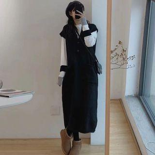 Midi Sweater Vest Dress / Long-sleeve Top / Set