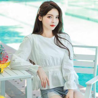 Long-sleeve Chiffon Peplum Blouse