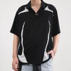 Elbow-sleeve Metal Accent Polo Shirt