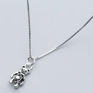 925 Sterling Silver Bear Pendant Necklace