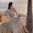 V-neck Maxi A-line Dress