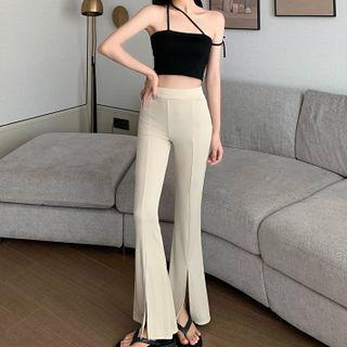 Halter Camisole Top / Slit Boot-cut Pants