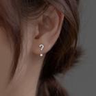 Sterling Silver Rhinestone Asymmetrical Stud Earring