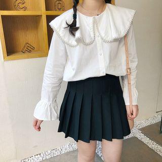 Peter-pan-collar Blouse White - One Size