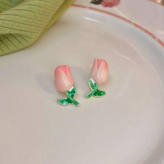 Tulip Alloy Earring 1 Pair - Green & Pink - One Size