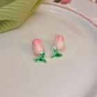 Tulip Alloy Earring 1 Pair - Green & Pink - One Size