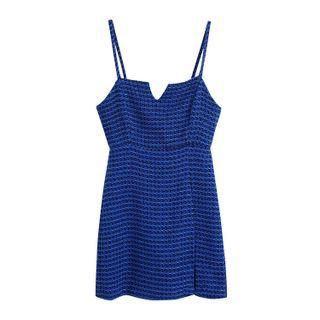 Printed Sleeveless V-neck Sheath Mini A-line Dress