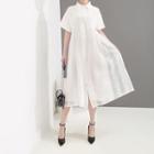 Mock Two-piece Short-sleeve Lace Midi Dress