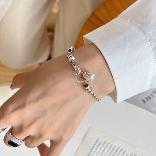 Sterling Silver Heart Bracelet S122 - Silver - One Size