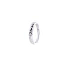 Heart Embossed Alloy Open Ring Silver - One Size