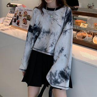 Round-neck Tied-dyed Crop Hoodie