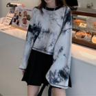 Round-neck Tied-dyed Crop Hoodie