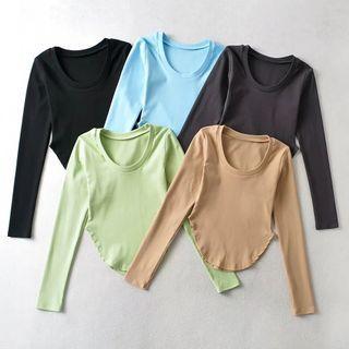 Long-sleeve Plain Crop Top (various Designs)