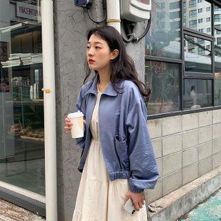 Collared Satin Blouson Jacket