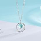 925 Sterling Silver Glass Planet Pendant Necklace Ns242 - One Size