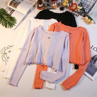 Ruffle Trim Knit Crop Top