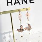 Alloy Butterfly Dangle Earring 1 Pair - Pink - One Size
