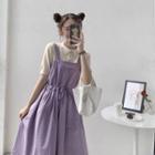 Short-sleeve Top / Midi A-line Overall Dress / Set