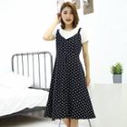 Dotted Open Back A-line Dress
