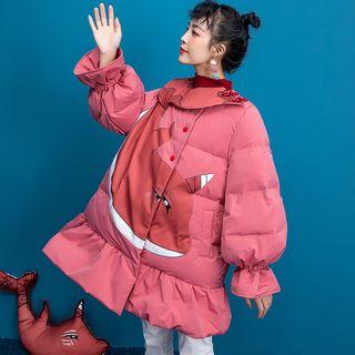 Ruffle Hem Padded Coat