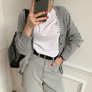 Woolen Lightweight Knit Cardigan Gray - One Size
