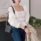 Bell-sleeve Square Neck Ruffled Blouse