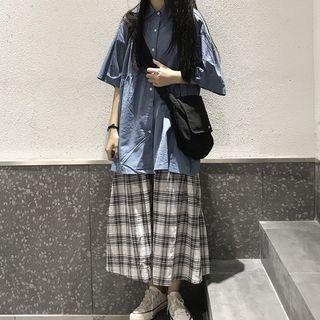 Loose-fit Shirt / A-line Midi Skirt