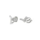 Sterling Silver Rhinestone Lettering Stud Earring 1 Pair - Silver - One Size
