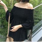 Shirred Off-shoulder 3/4-sleeve Top