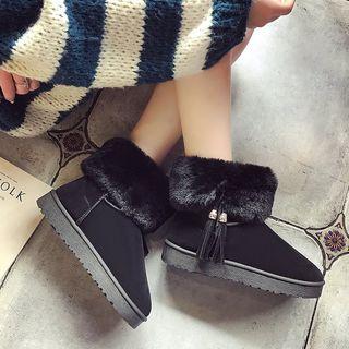 Fleece-lining Tassel Short Boots