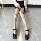 Cartoon Print Tights Nude - One Size