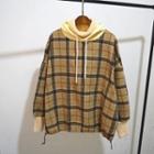 Plaid Hoodie Plaid - Khaki - One Size