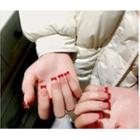 Bow Faux Nail Tips X7 - Glue - Red Bow - Light Pink - One Size