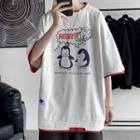 Mock Two-piece Short-sleeve Penguin Print T-shirt