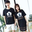Couple Matching Print Short-sleeve T-shirt / Panel T-shirt Dress